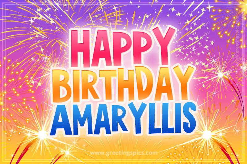 Happy Birthday Amaryllis Picture with fireworks