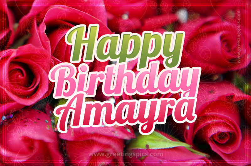 Happy Birthday Amayra beautiful Image with red roses