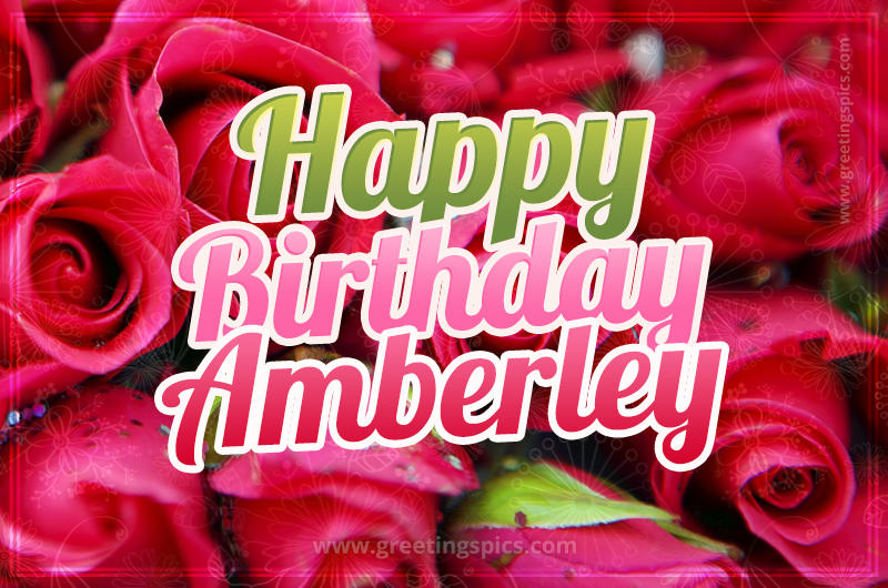 Happy Birthday Amberley beautiful Image with red roses