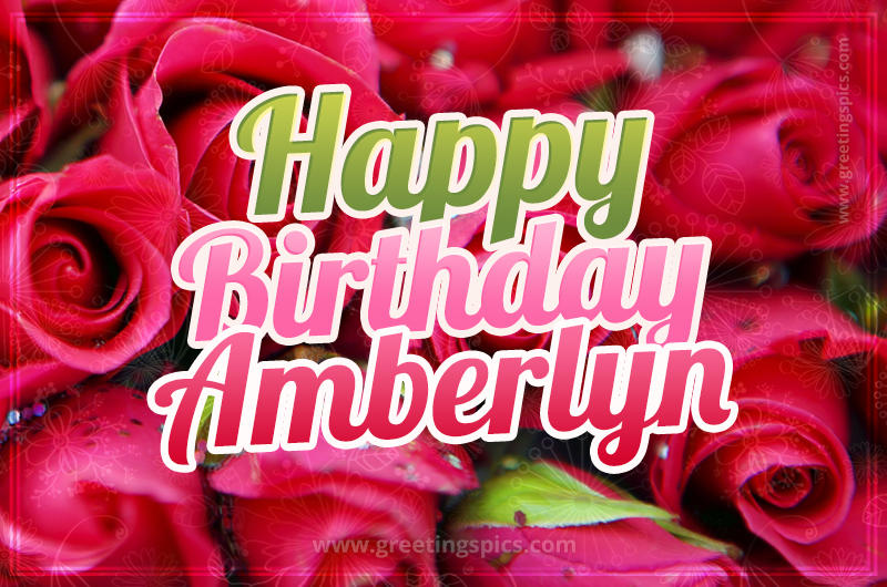 Happy Birthday Amberlyn beautiful Image with red roses