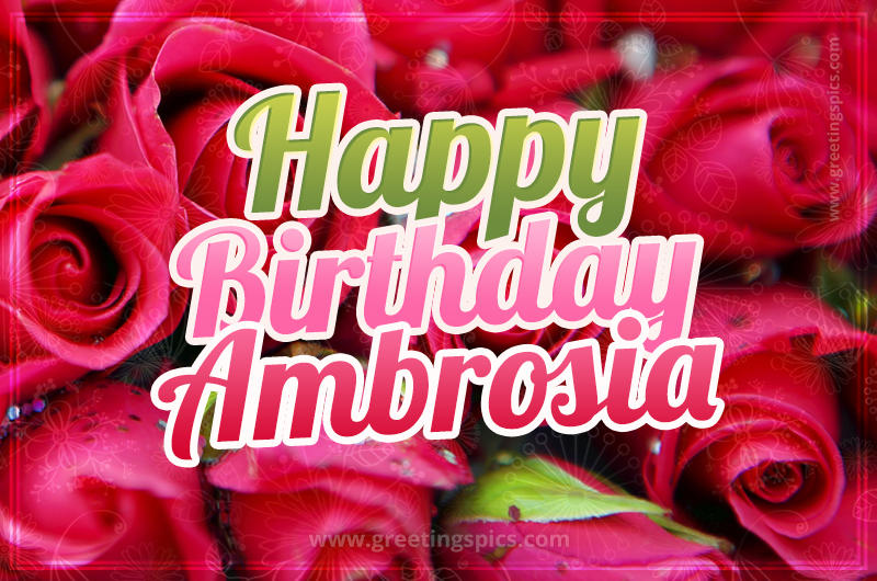 Happy Birthday Ambrosia beautiful Image with red roses