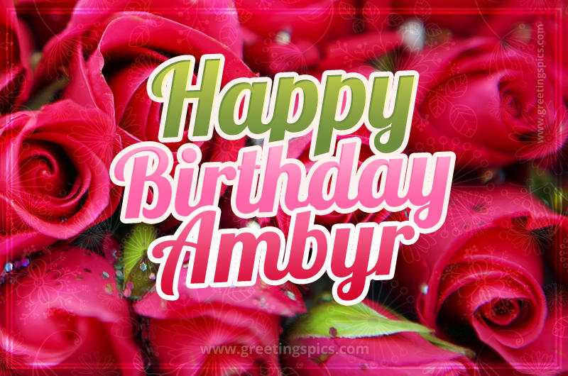 Happy Birthday Ambyr beautiful Image with red roses