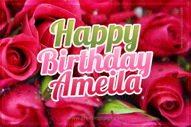 Happy Birthday Ameila beautiful Image with red roses