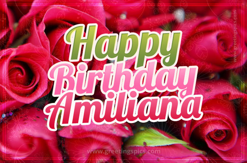 Happy Birthday Amiliana beautiful Image with red roses