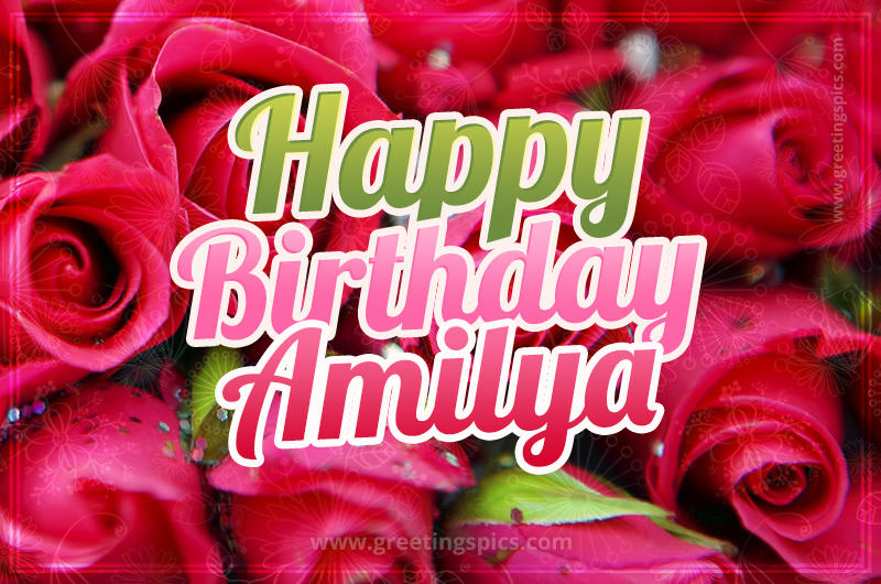 Happy Birthday Amilya beautiful Image with red roses