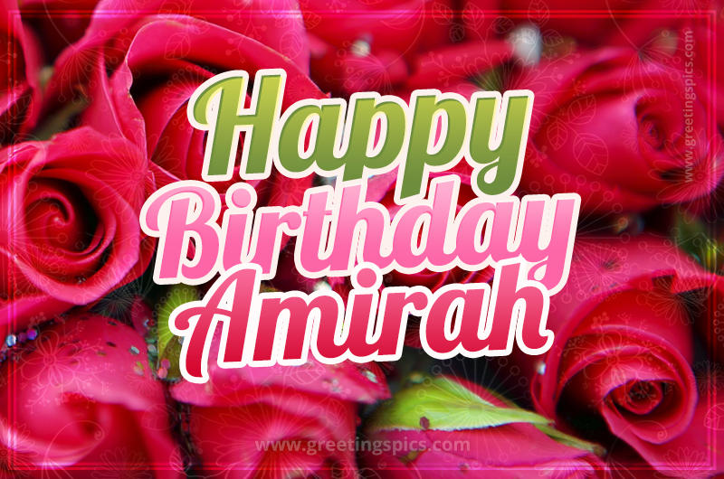 Happy Birthday Amirah beautiful Image with red roses