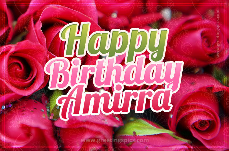 Happy Birthday Amirra beautiful Image with red roses