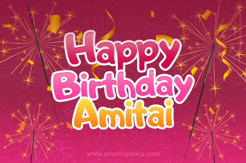 Happy Birthday Amitai Image with sparklers