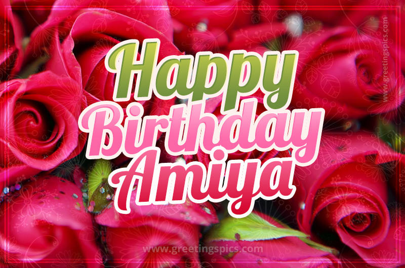 Happy Birthday Amiya beautiful Image with red roses