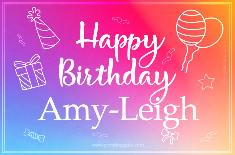 Colorful Happy Birthday Card For Amy-Leigh