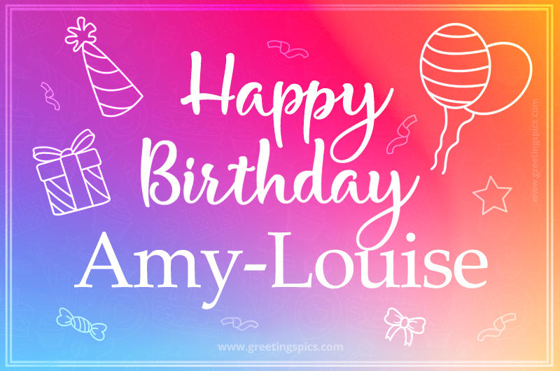 Colorful Happy Birthday Card For Amy-Louise