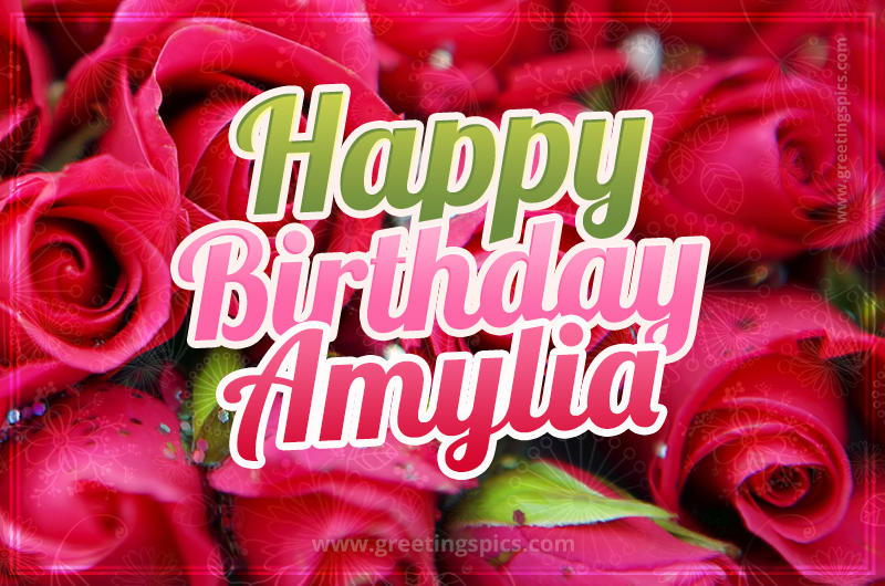 Happy Birthday Amylia beautiful Image with red roses