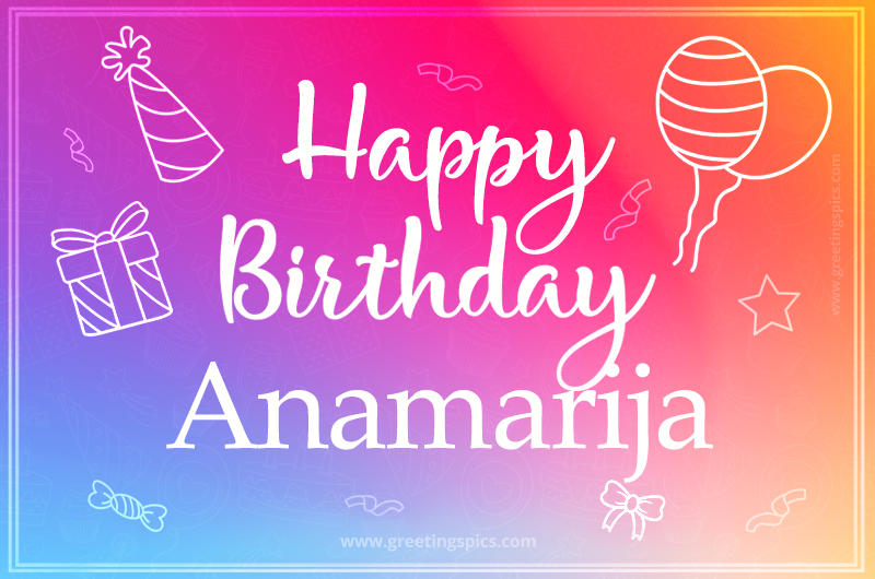 Colorful Happy Birthday Card For Anamarija