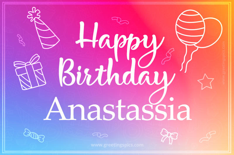 Colorful Happy Birthday Card For Anastassia