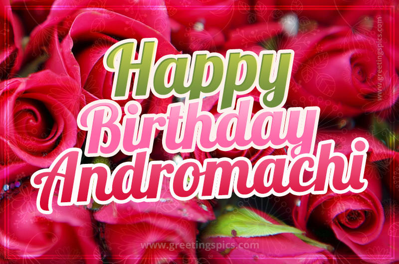 Happy Birthday Andromachi beautiful Image with red roses