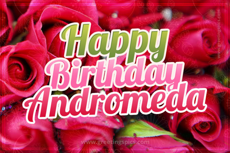 Happy Birthday Andromeda beautiful Image with red roses