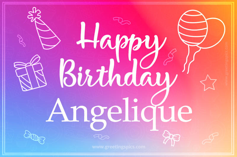 Colorful Happy Birthday Card For Angelique