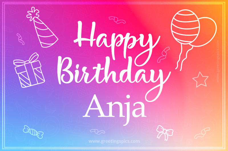 Colorful Happy Birthday Card For Anja