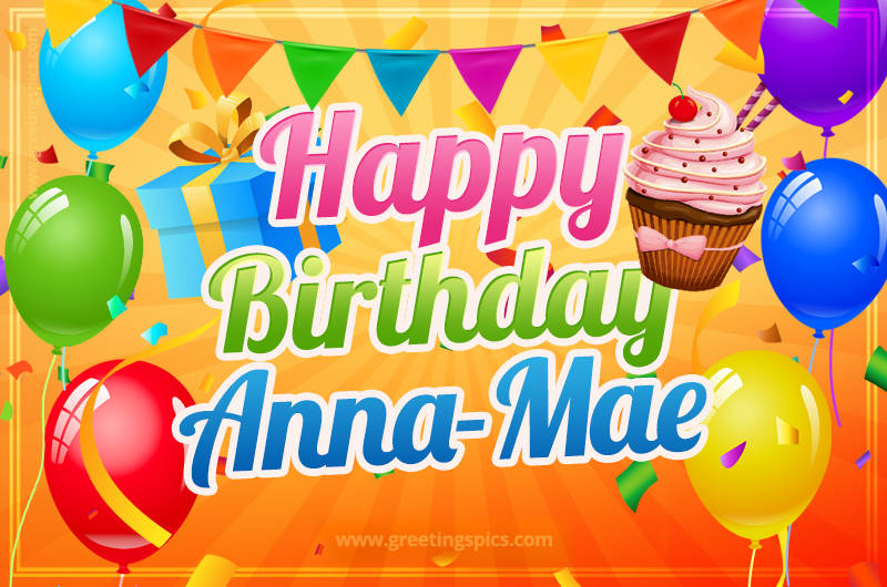 Happy Birthday Anna-Mae eCard with gift box and cupcake