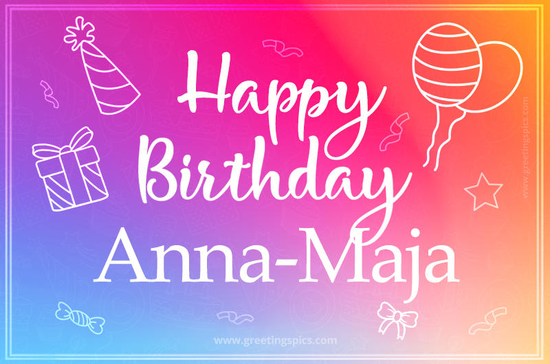 Colorful Happy Birthday Card For Anna-Maja