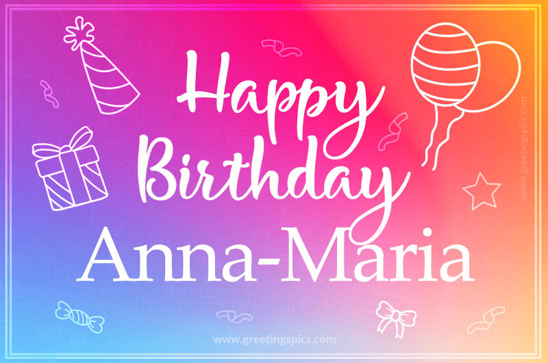 Colorful Happy Birthday Card For Anna-Maria