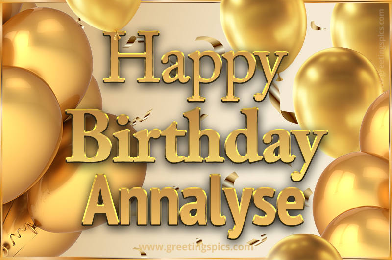 Happy Birthday Annalyse Card with golden confetti and balloons