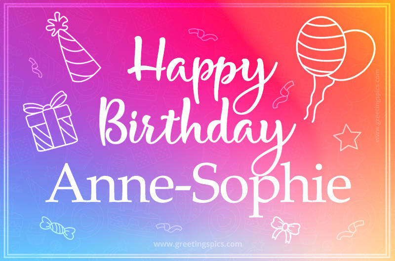 Colorful Happy Birthday Card For Anne-Sophie