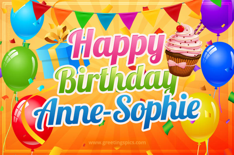 Happy Birthday Anne-Sophie eCard with gift box and cupcake