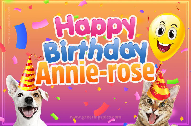 Happy Birthday Annie-rose Funny Image with cat and dog