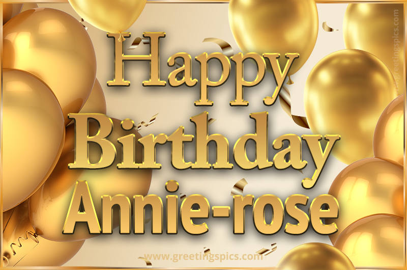 Happy Birthday Annie-rose Card with golden confetti and balloons