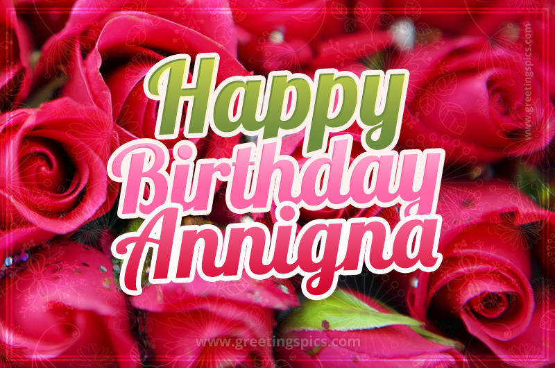 Happy Birthday Annigna beautiful Image with red roses