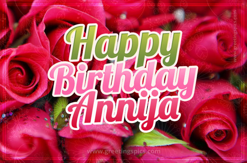 Happy Birthday Annija beautiful Image with red roses