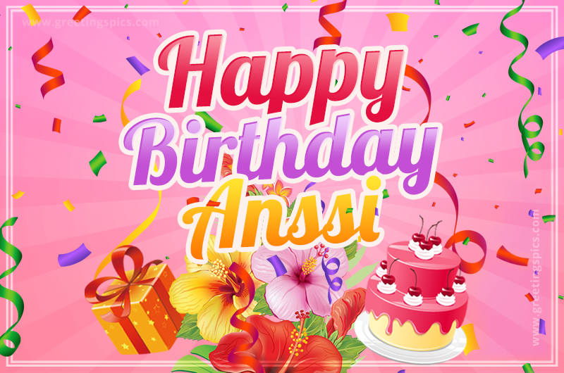 Beautiful Birthday Card for Anssi with pink background