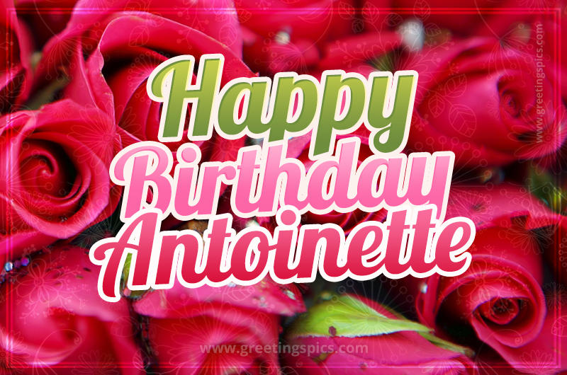 Happy Birthday Antoinette beautiful Image with red roses