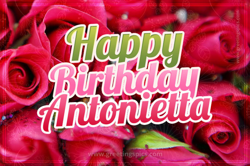 Happy Birthday Antonietta beautiful Image with red roses