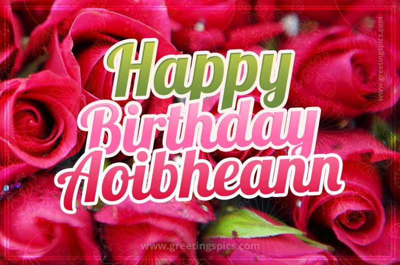 Happy Birthday Aoibheann beautiful Image with red roses