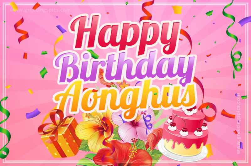 Beautiful Birthday Card for Aonghus with pink background