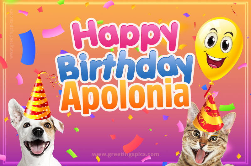 Happy Birthday Apolonia Funny Image with cat and dog