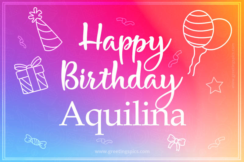 Colorful Happy Birthday Card For Aquilina