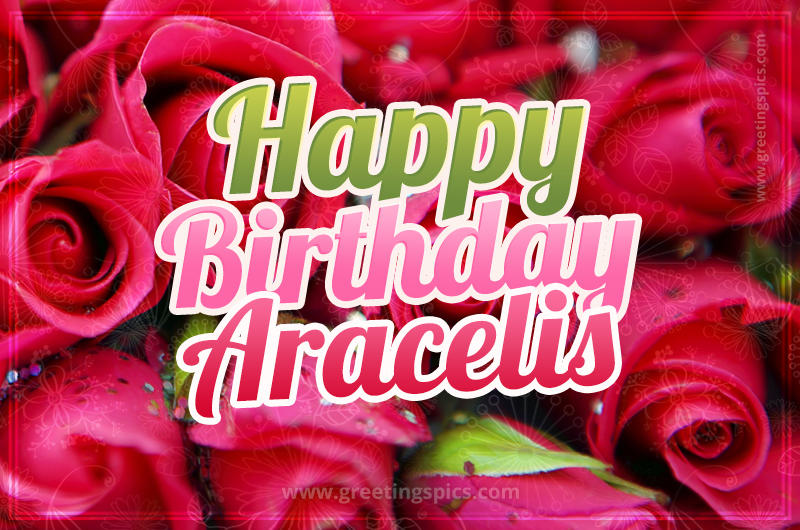 Happy Birthday Aracelis beautiful Image with red roses