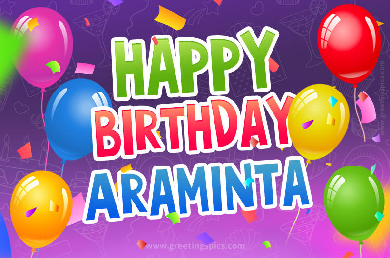 Happy Birthday Araminta Festive Greeting Card