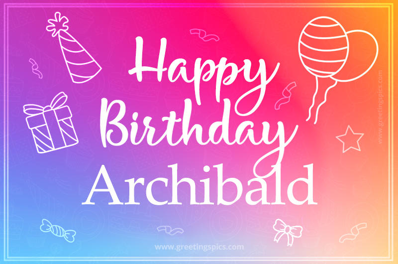 Colorful Happy Birthday Card For Archibald