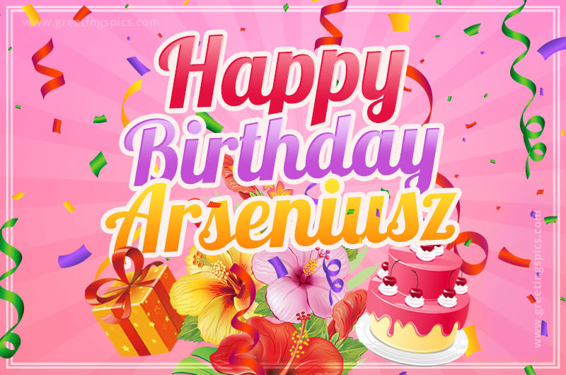 Beautiful Birthday Card for Arseniusz with pink background