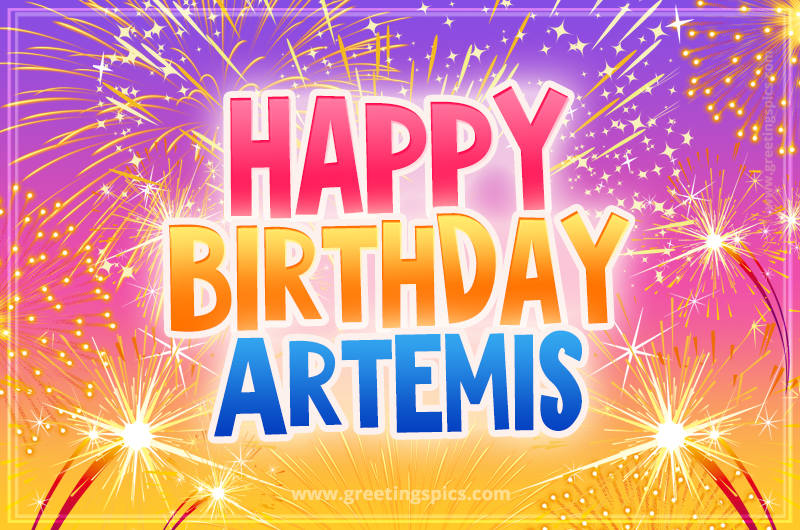 Happy Birthday Artemis Picture with fireworks