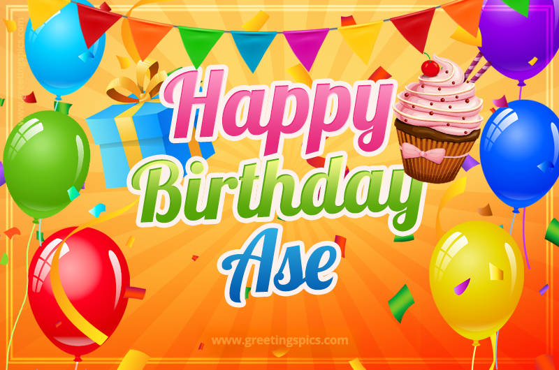 Happy Birthday Ase eCard with gift box and cupcake