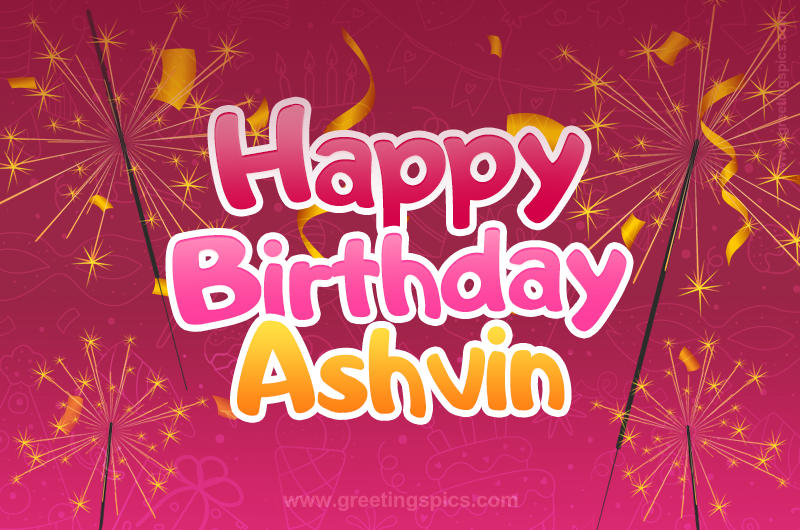 Happy Birthday Ashvin Image with sparklers