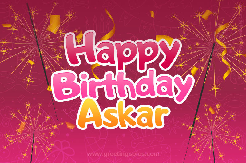 Happy Birthday Askar Image with sparklers