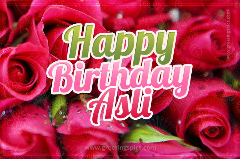 Happy Birthday Asli beautiful Image with red roses