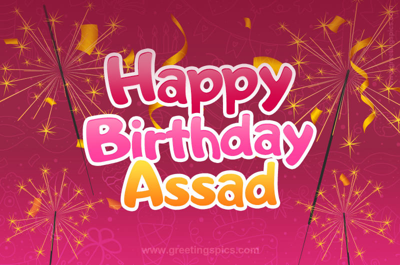 Happy Birthday Assad Image with sparklers