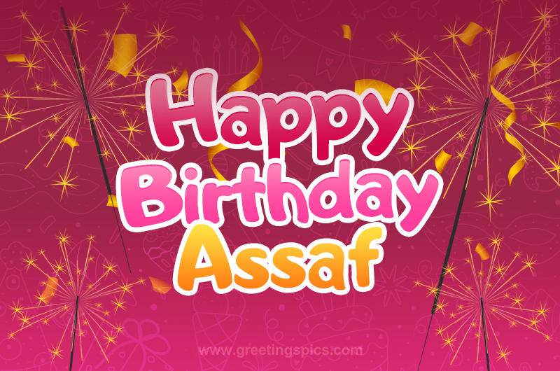 Happy Birthday Assaf Image with sparklers